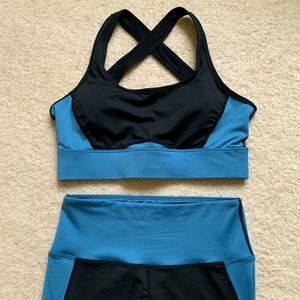 Two Tone Sports Bra and Leggings Set